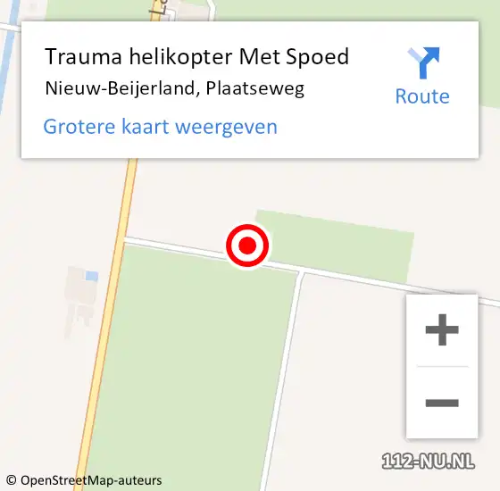 Locatie op kaart van de 112 melding: Trauma helikopter Met Spoed Naar Nieuw-Beijerland, Plaatseweg op 2 augustus 2021 10:15