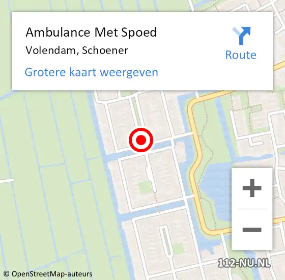 Locatie op kaart van de 112 melding: Ambulance Met Spoed Naar Volendam, Schoener op 2 augustus 2021 10:24