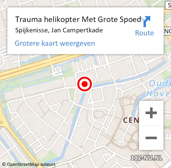 Locatie op kaart van de 112 melding: Trauma helikopter Met Grote Spoed Naar Spijkenisse, Jan Campertkade op 2 augustus 2021 10:45