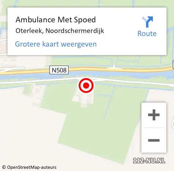 Locatie op kaart van de 112 melding: Ambulance Met Spoed Naar Oterleek, Noordschermerdijk op 18 juni 2014 14:37