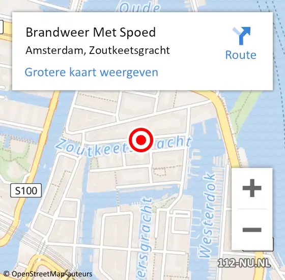 Locatie op kaart van de 112 melding: Brandweer Met Spoed Naar Amsterdam, Zoutkeetsgracht op 2 augustus 2021 10:53