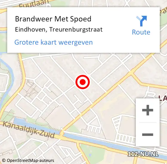 Locatie op kaart van de 112 melding: Brandweer Met Spoed Naar Eindhoven, Treurenburgstraat op 2 augustus 2021 11:11