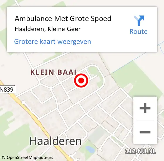 Locatie op kaart van de 112 melding: Ambulance Met Grote Spoed Naar Haalderen, Kleine Geer op 2 augustus 2021 11:23