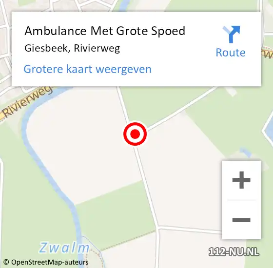 Locatie op kaart van de 112 melding: Ambulance Met Grote Spoed Naar Giesbeek, Rivierweg op 2 augustus 2021 11:25