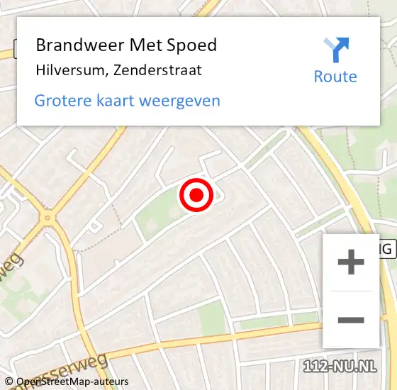 Locatie op kaart van de 112 melding: Brandweer Met Spoed Naar Hilversum, Zenderstraat op 2 augustus 2021 11:31