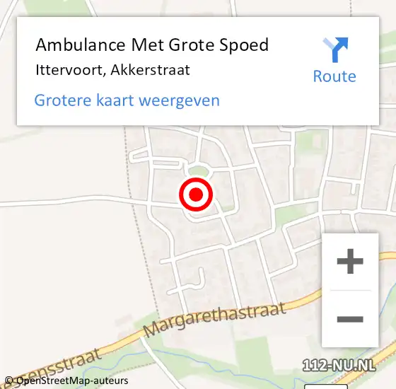 Locatie op kaart van de 112 melding: Ambulance Met Grote Spoed Naar Ittervoort, Akkerstraat op 2 augustus 2021 11:45