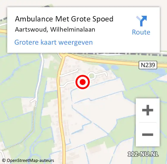 Locatie op kaart van de 112 melding: Ambulance Met Grote Spoed Naar Aartswoud, Wilhelminalaan op 2 augustus 2021 12:00
