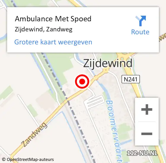 Locatie op kaart van de 112 melding: Ambulance Met Spoed Naar Zijdewind, Zandweg op 2 augustus 2021 12:02