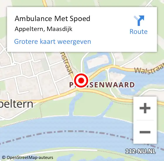 Locatie op kaart van de 112 melding: Ambulance Met Spoed Naar Appeltern, Maasdijk op 2 augustus 2021 12:09