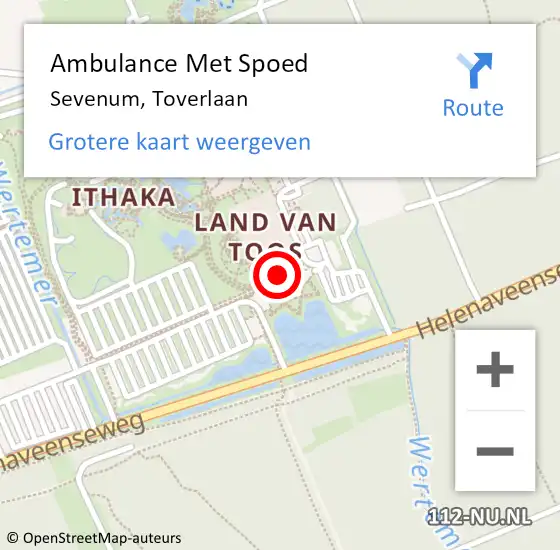 Locatie op kaart van de 112 melding: Ambulance Met Spoed Naar Sevenum, Toverlaan op 2 augustus 2021 12:14