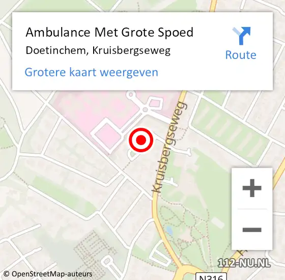 Locatie op kaart van de 112 melding: Ambulance Met Grote Spoed Naar Doetinchem, Kruisbergseweg op 2 augustus 2021 12:24