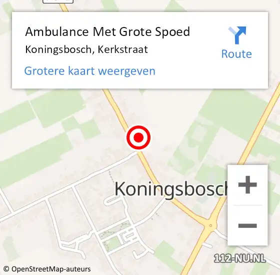 Locatie op kaart van de 112 melding: Ambulance Met Grote Spoed Naar Koningsbosch, Kerkstraat op 18 juni 2014 14:48