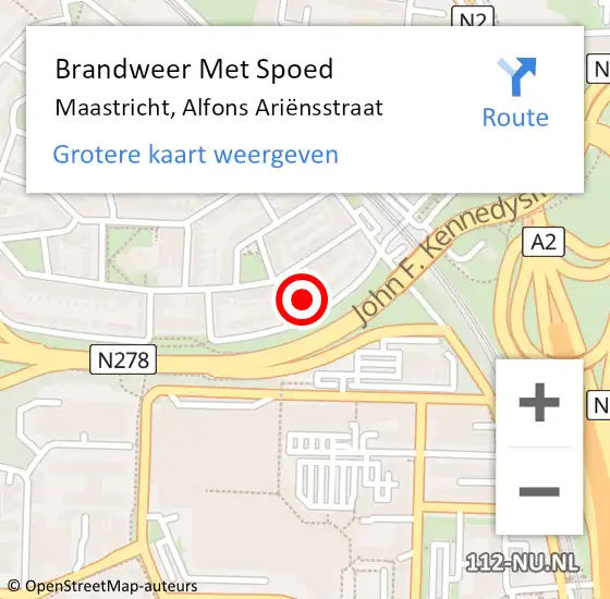 Locatie op kaart van de 112 melding: Brandweer Met Spoed Naar Maastricht, Alfons Ariënsstraat op 2 augustus 2021 12:36