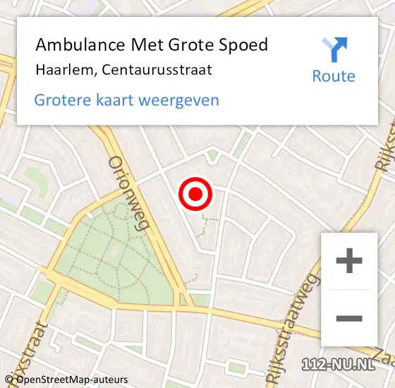 Locatie op kaart van de 112 melding: Ambulance Met Grote Spoed Naar Haarlem, Centaurusstraat op 2 augustus 2021 12:53