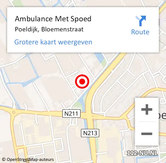 Locatie op kaart van de 112 melding: Ambulance Met Spoed Naar Poeldijk, Bloemenstraat op 2 augustus 2021 13:00