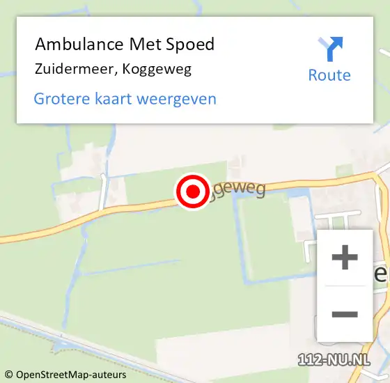 Locatie op kaart van de 112 melding: Ambulance Met Spoed Naar Zuidermeer, Koggeweg op 2 augustus 2021 13:04