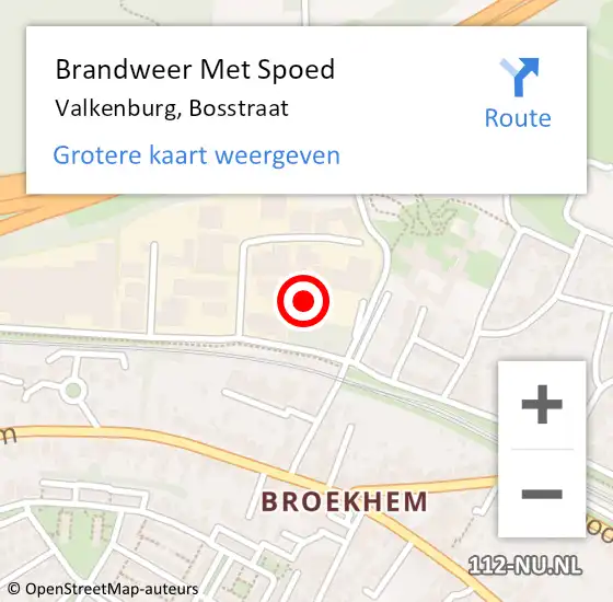 Locatie op kaart van de 112 melding: Brandweer Met Spoed Naar Valkenburg, Bosstraat op 2 augustus 2021 13:07