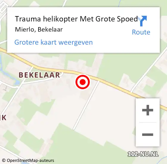 Locatie op kaart van de 112 melding: Trauma helikopter Met Grote Spoed Naar Mierlo, Bekelaar op 2 augustus 2021 13:26