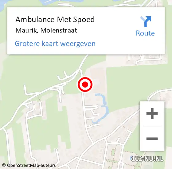 Locatie op kaart van de 112 melding: Ambulance Met Spoed Naar Maurik, Molenstraat op 18 juni 2014 14:54