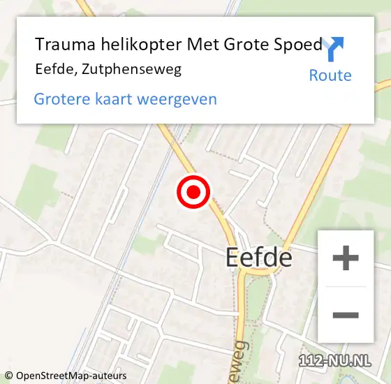 Locatie op kaart van de 112 melding: Trauma helikopter Met Grote Spoed Naar Eefde, Zutphenseweg op 2 augustus 2021 13:33