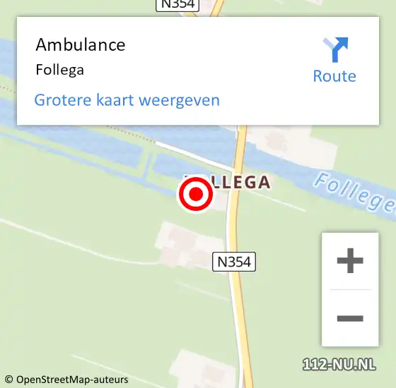 Locatie op kaart van de 112 melding: Ambulance Follega op 2 augustus 2021 13:40