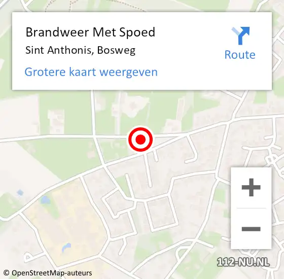 Locatie op kaart van de 112 melding: Brandweer Met Spoed Naar Sint Anthonis, Bosweg op 2 augustus 2021 13:46