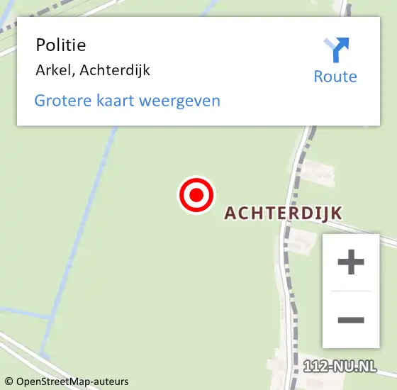 Locatie op kaart van de 112 melding: Politie Arkel, Achterdijk op 2 augustus 2021 13:51