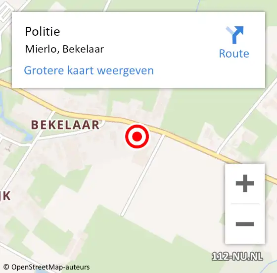 Locatie op kaart van de 112 melding: Politie Mierlo, Bekelaar op 2 augustus 2021 13:53