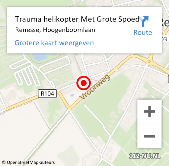 Locatie op kaart van de 112 melding: Trauma helikopter Met Grote Spoed Naar Renesse, Hoogenboomlaan op 2 augustus 2021 14:56