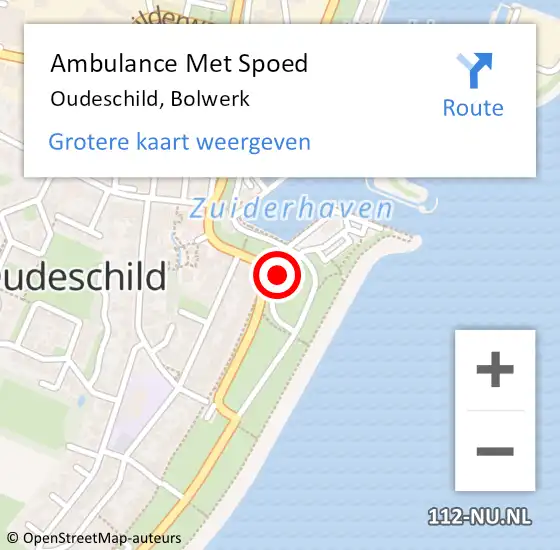 Locatie op kaart van de 112 melding: Ambulance Met Spoed Naar Oudeschild, Bolwerk op 2 augustus 2021 15:02