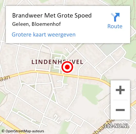 Locatie op kaart van de 112 melding: Brandweer Met Grote Spoed Naar Geleen, Bloemenhof op 2 augustus 2021 15:09