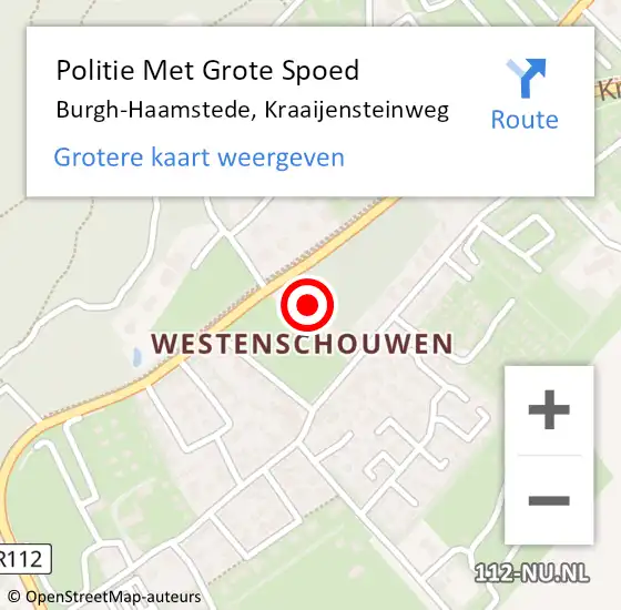 Locatie op kaart van de 112 melding: Politie Met Grote Spoed Naar Burgh-Haamstede, Kraaijensteinweg op 2 augustus 2021 15:09