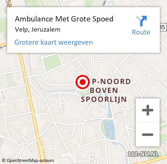 Locatie op kaart van de 112 melding: Ambulance Met Grote Spoed Naar Velp, Jeruzalem op 2 augustus 2021 15:59