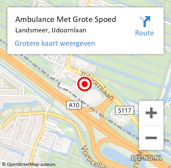 Locatie op kaart van de 112 melding: Ambulance Met Grote Spoed Naar Landsmeer, IJdoornlaan op 2 augustus 2021 16:09