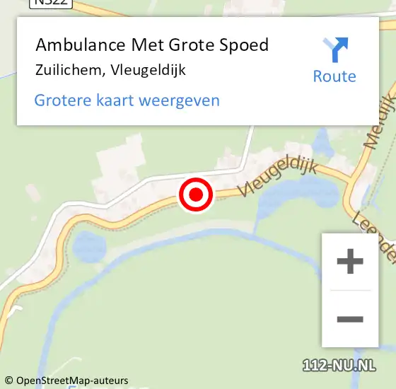 Locatie op kaart van de 112 melding: Ambulance Met Grote Spoed Naar Zuilichem, Vleugeldijk op 2 augustus 2021 16:09