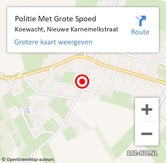 Locatie op kaart van de 112 melding: Politie Met Grote Spoed Naar Koewacht, Nieuwe Karnemelkstraat op 2 augustus 2021 16:29