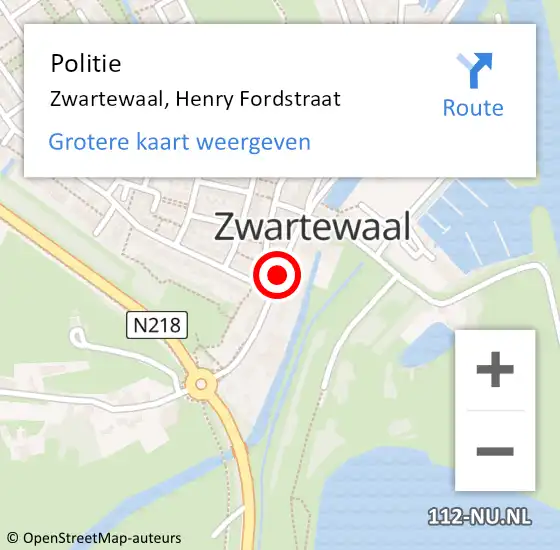 Locatie op kaart van de 112 melding: Politie Zwartewaal, Henry Fordstraat op 2 augustus 2021 16:39