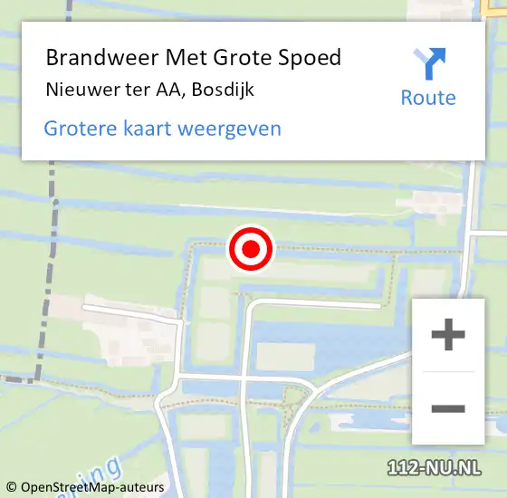 Locatie op kaart van de 112 melding: Brandweer Met Grote Spoed Naar Nieuwer ter AA, Bosdijk op 18 juni 2014 15:13