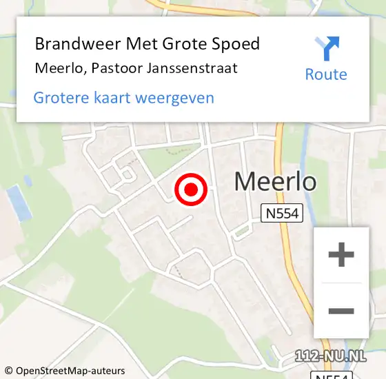 Locatie op kaart van de 112 melding: Brandweer Met Grote Spoed Naar Meerlo, Pastoor Janssenstraat op 2 augustus 2021 17:09