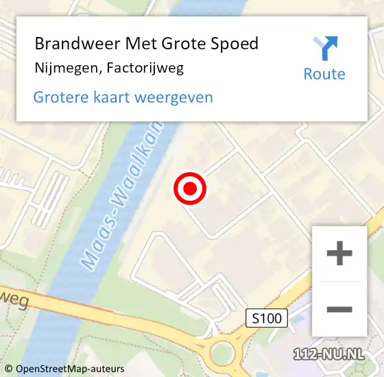 Locatie op kaart van de 112 melding: Brandweer Met Grote Spoed Naar Nijmegen, Factorijweg op 2 augustus 2021 17:16