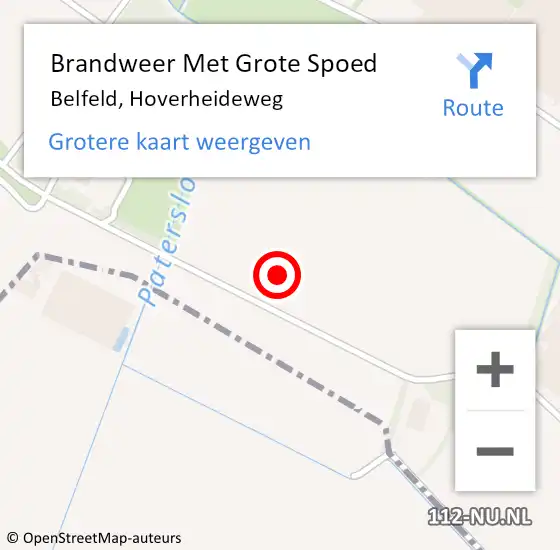 Locatie op kaart van de 112 melding: Brandweer Met Grote Spoed Naar Belfeld, Hoverheideweg op 2 augustus 2021 17:38