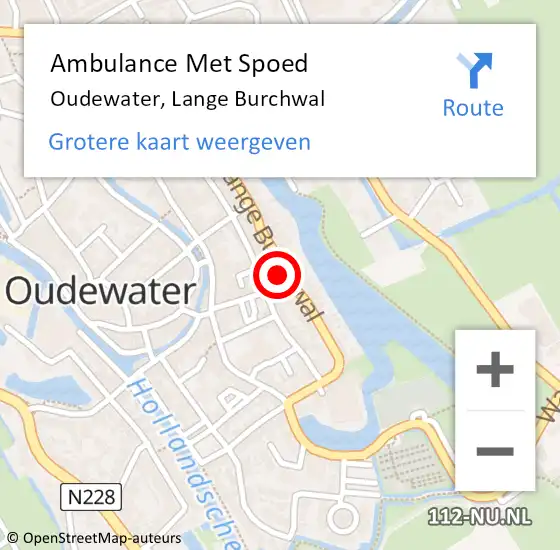 Locatie op kaart van de 112 melding: Ambulance Met Spoed Naar Oudewater, Lange Burchwal op 2 augustus 2021 18:00