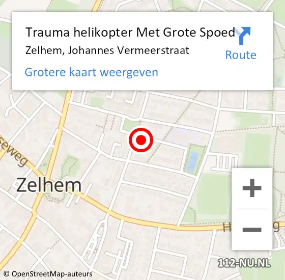 Locatie op kaart van de 112 melding: Trauma helikopter Met Grote Spoed Naar Zelhem, Johannes Vermeerstraat op 2 augustus 2021 18:09