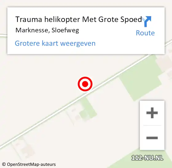 Locatie op kaart van de 112 melding: Trauma helikopter Met Grote Spoed Naar Marknesse, Sloefweg op 2 augustus 2021 18:24