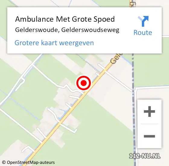Locatie op kaart van de 112 melding: Ambulance Met Grote Spoed Naar Gelderswoude, Gelderswoudseweg op 2 augustus 2021 18:41