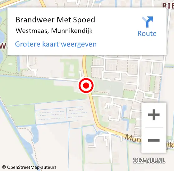 Locatie op kaart van de 112 melding: Brandweer Met Spoed Naar Westmaas, Munnikendijk op 18 juni 2014 15:22