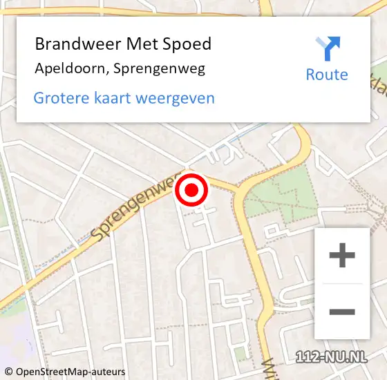 Locatie op kaart van de 112 melding: Brandweer Met Spoed Naar Apeldoorn, Sprengenweg op 2 augustus 2021 18:51