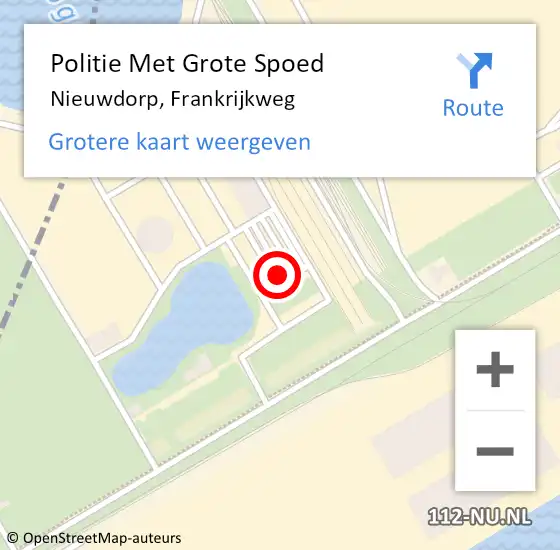 Locatie op kaart van de 112 melding: Politie Met Grote Spoed Naar Nieuwdorp, Frankrijkweg op 2 augustus 2021 18:59