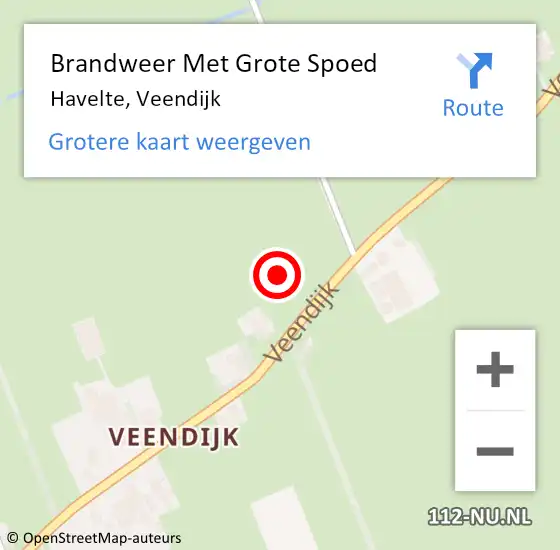 Locatie op kaart van de 112 melding: Brandweer Met Grote Spoed Naar Havelte, Veendijk op 2 augustus 2021 19:19