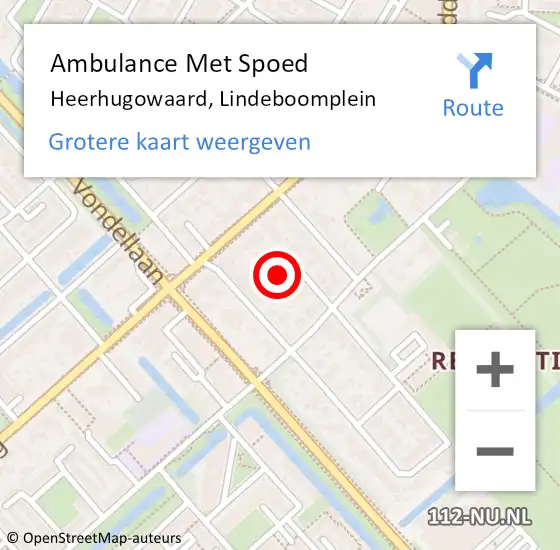 Locatie op kaart van de 112 melding: Ambulance Met Spoed Naar Heerhugowaard, Lindeboomplein op 2 augustus 2021 19:20